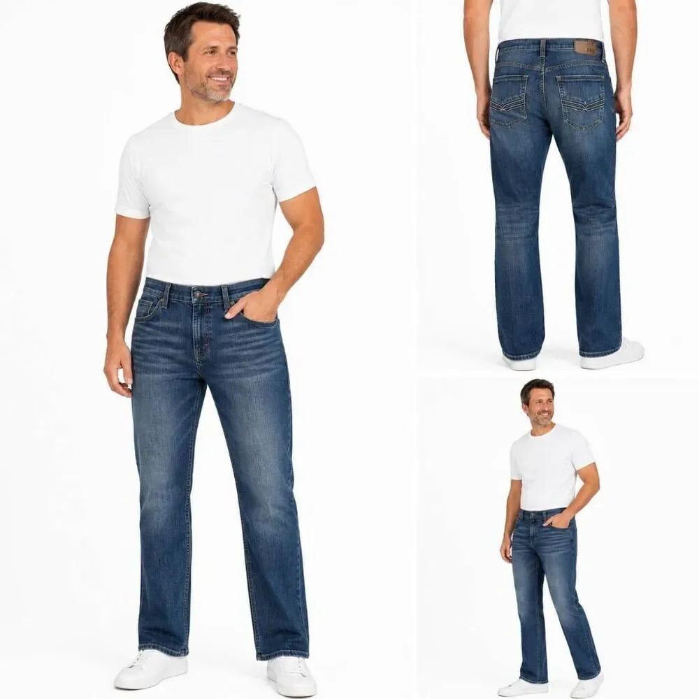 BKE Jake Straight Leg Jeans Mens 32R Stretch Denim Blue